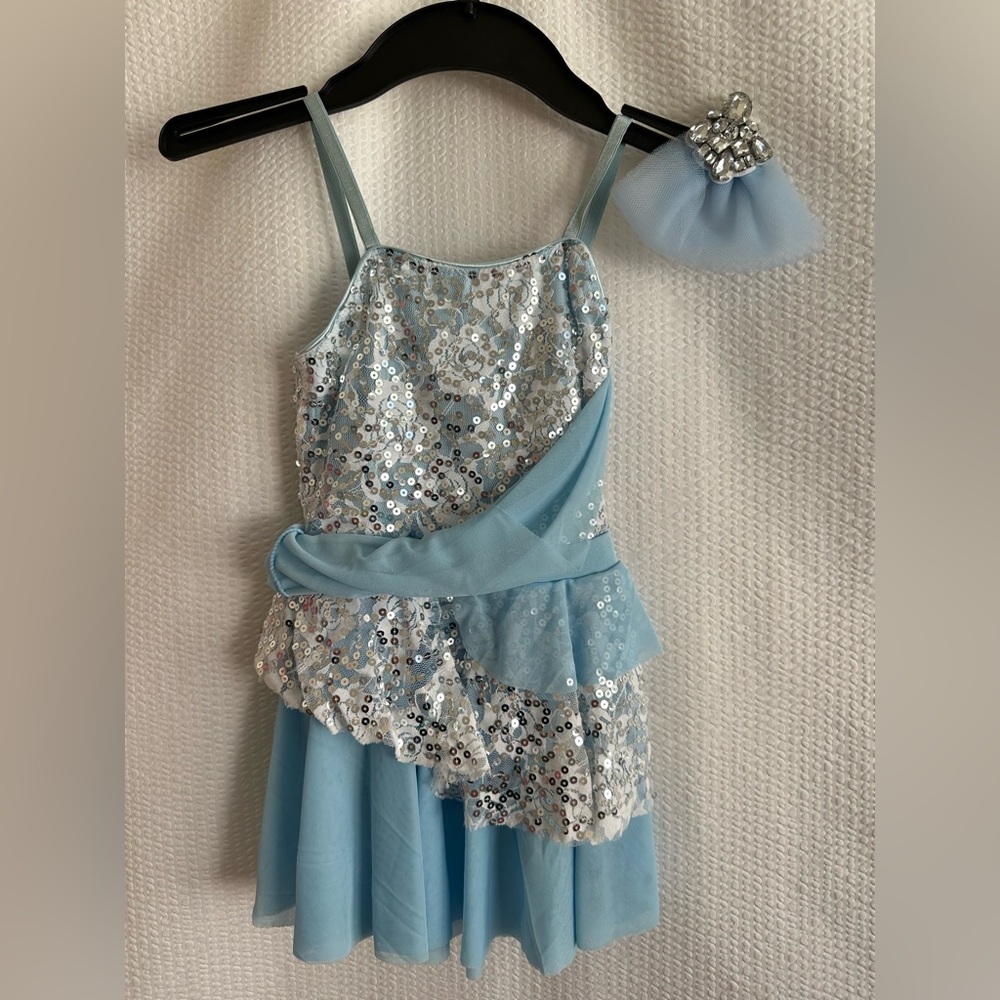 Revolution Blue Sequin Kids Dance Costume
